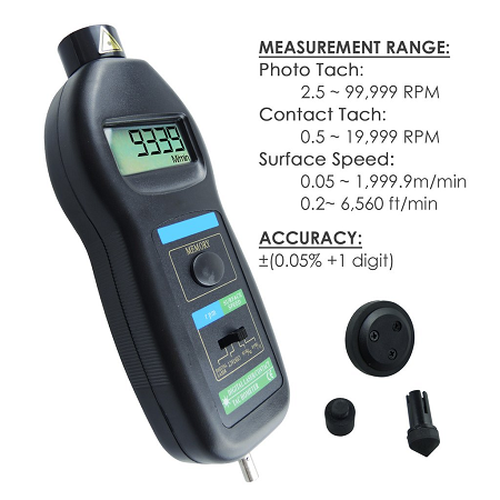 2 in 1 Digital Contact And Non-Contact Tachometer - TAC-02