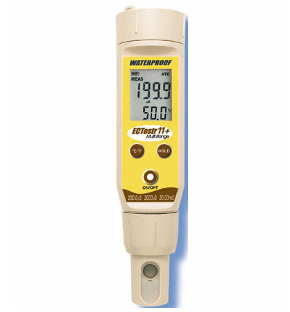 Waterproof ECTestr11 Dual Range Testr with ATC & temperature display (0 - 2000 µS/cm; 0 -20.00 mS/cm) - ECTEST11