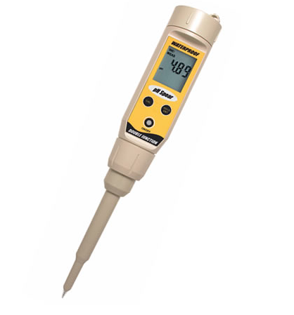 Waterproof pHSpear Testr with MTC; double-junction spear-tip electrode; ±0.01 pH accuracy - PHSPEAR