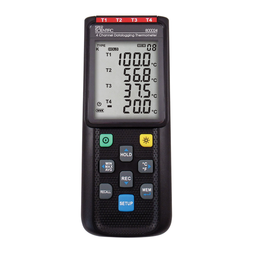 4-Channel Thermocouple Data Logger (K, J, E, or T) - 800024A