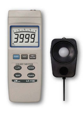 Light Meter, Bar Graph LCD, 5 Ranges, 4 Light Type Selection - LX1108
